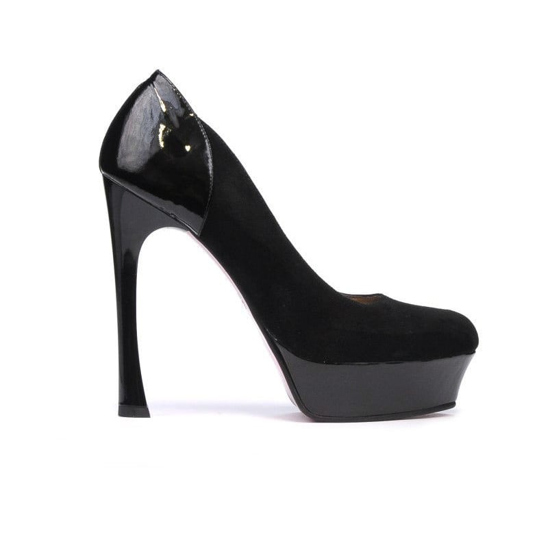 Elegante Damenschuhe 1212 Schwarz Antilope kombiniert