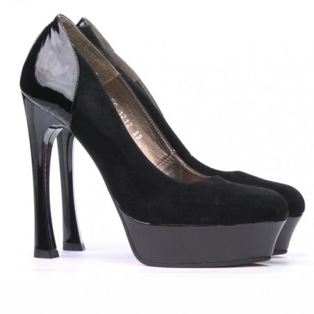 Elegante Damenschuhe 1212 Schwarz Antilope kombiniert