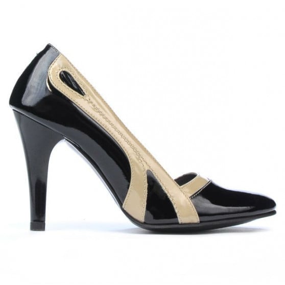 Damen elegante Schuhe 1208 Lack schwarz+beige Damen elegante Schuhe 1208 Lack schwarz+beige