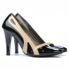 Damen elegante Schuhe 1208 Lack schwarz+beige