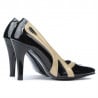 Damen elegante Schuhe 1208 Lack schwarz+beige