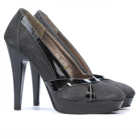 Elegante Damenschuhe 1206 grau Antilope kombiniert