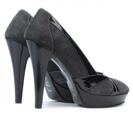 Elegante Damenschuhe 1206 grau Antilope kombiniert