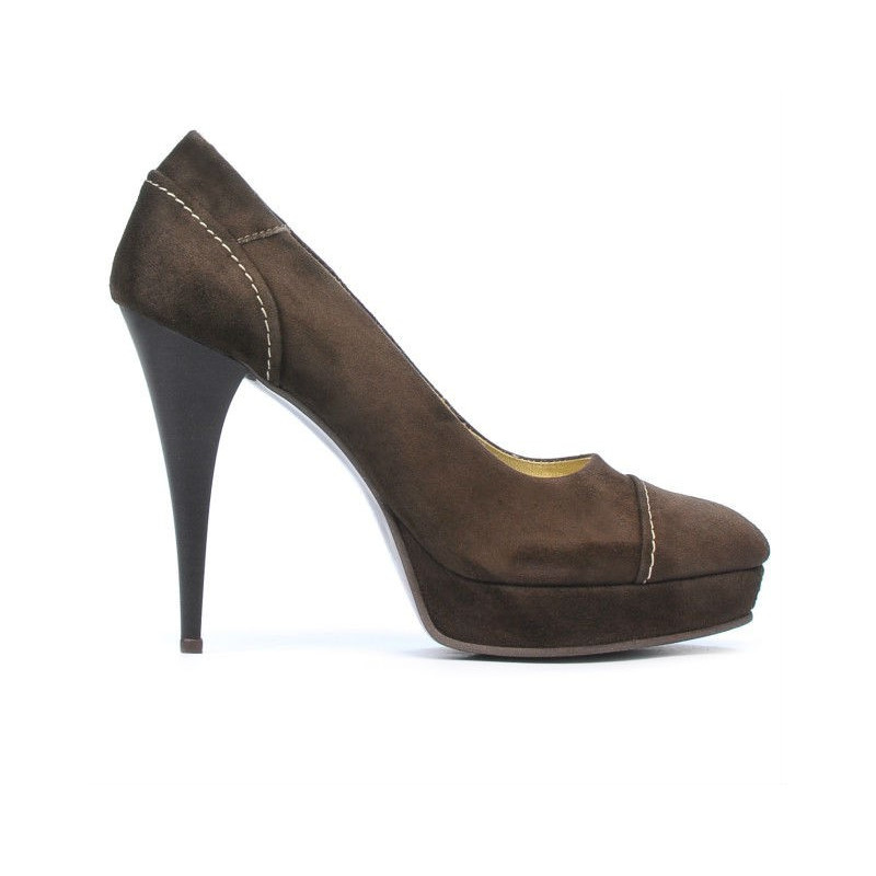 Damen elegante Schuhe 1082 braun Wildleder