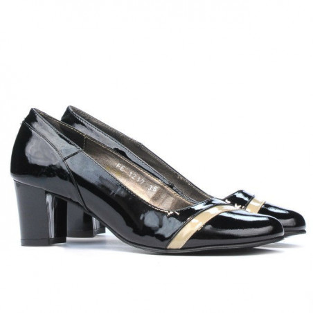 Elegante Damenschuhe 1217 Schwarz Lack + Beige