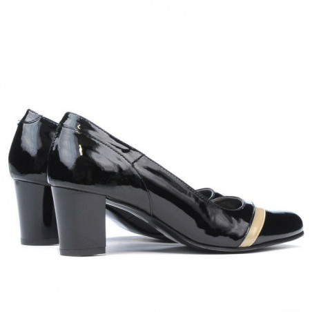 Elegante Damenschuhe 1217 Schwarz Lack + Beige