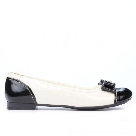 Damen-Ballerinas 633 Lack Schwarz+Beige
