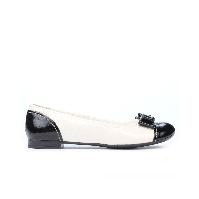 Damen-Ballerinas 633 Lack Schwarz+Beige