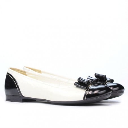 Damen-Ballerinas 633 Lack Schwarz+Beige