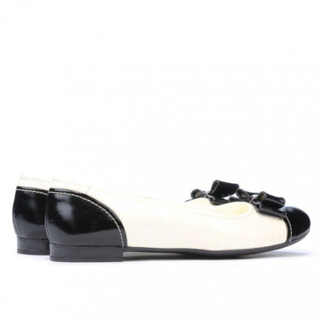 Damen-Ballerinas 633 Lack Schwarz+Beige