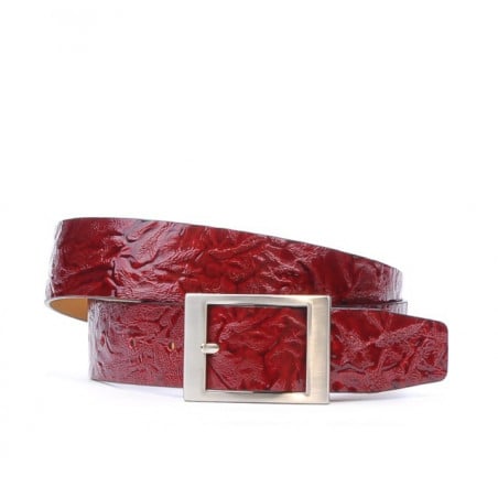 Damengürtel 02m Crepe Lack bordeaux