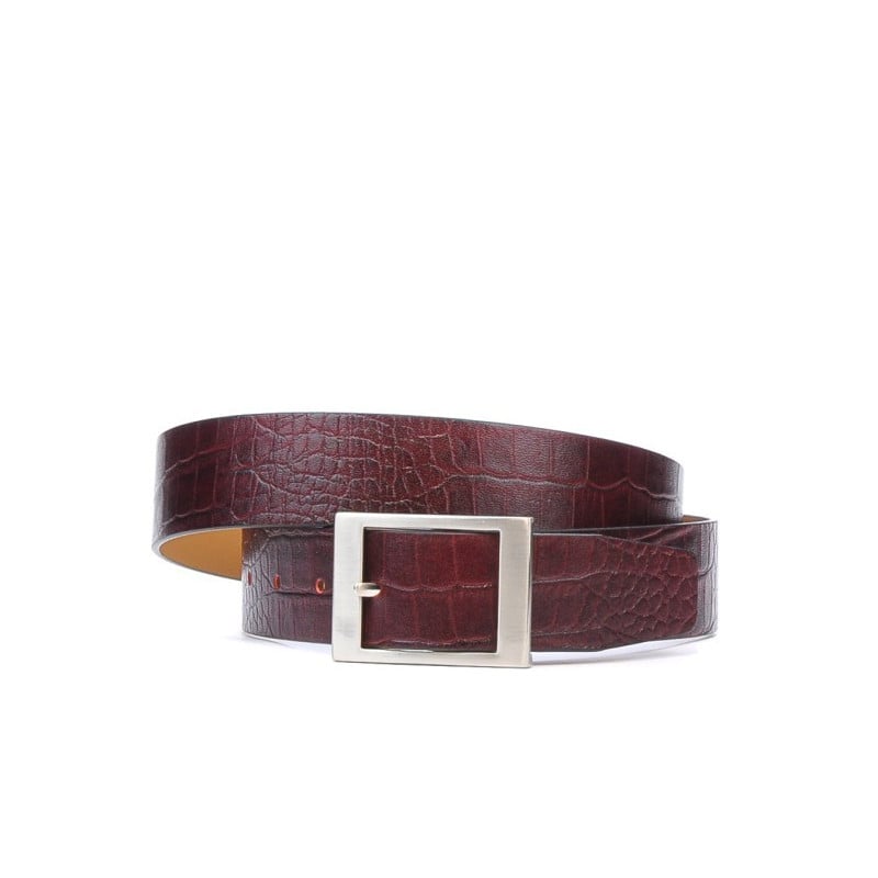 Damen Gürtel 02m Kroko Weinrot