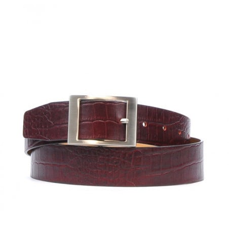 Damen Gürtel 02m Kroko Weinrot
