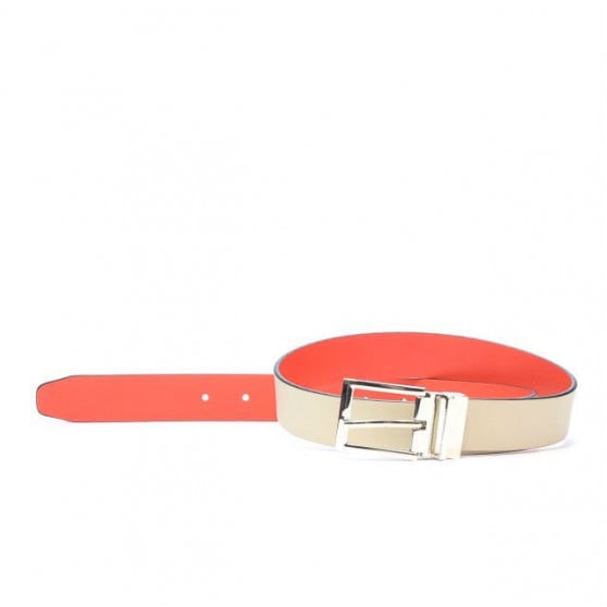 Damen Gürtel 02m zweifarbig cs Rot+Beige