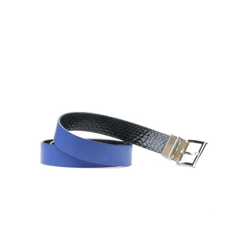 Damen Gürtel 02m zweifarbig cs Krokodil-Indigo+Blau