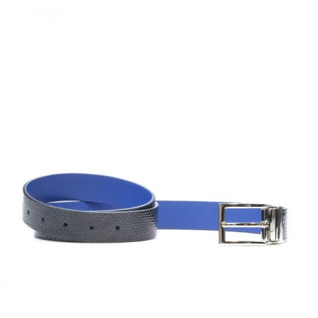 Damen Gürtel 02m zweifarbig cs Krokodil-Indigo+Blau