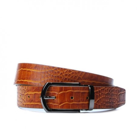 Herren Gürtel 12b Croco Cognac Braun