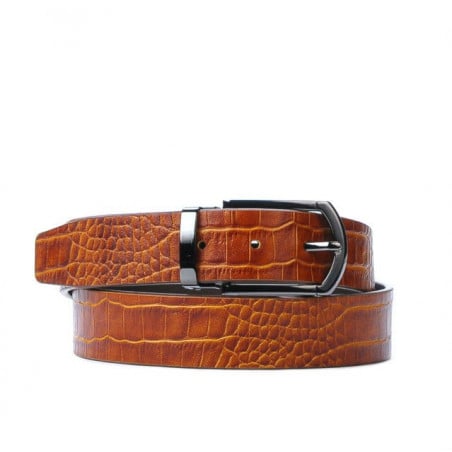 Herren Gürtel 12b Croco Cognac Braun