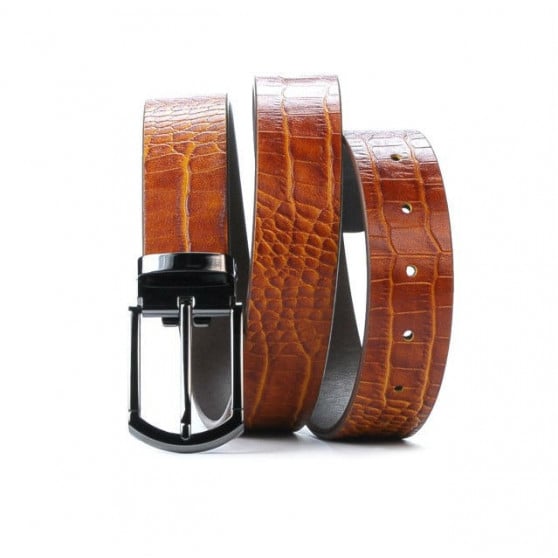 Herren Gürtel 12b Croco Cognac Braun