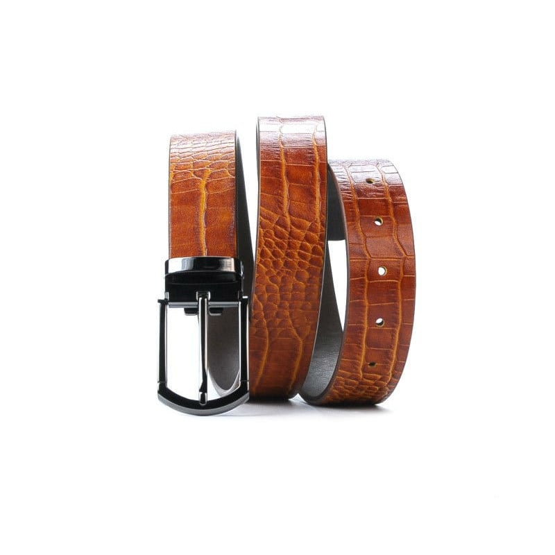Herren Gürtel 12b Croco Cognac Braun