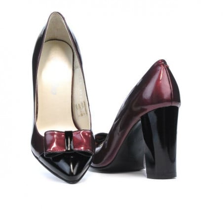 Elegante Damenschuhe 1262 Lack Bordeaux+Schwarz