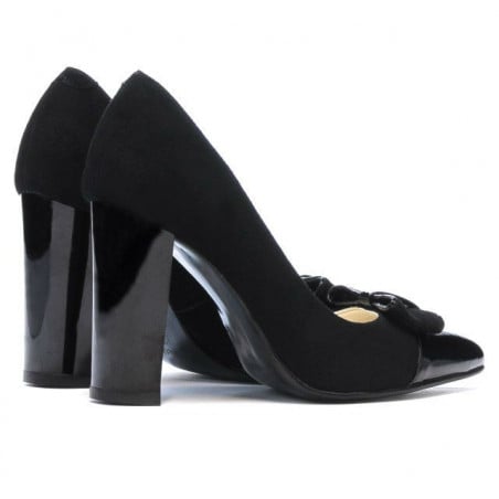 Elegante Damenschuhe 1262 schwarzes Antilopenleder kombiniert