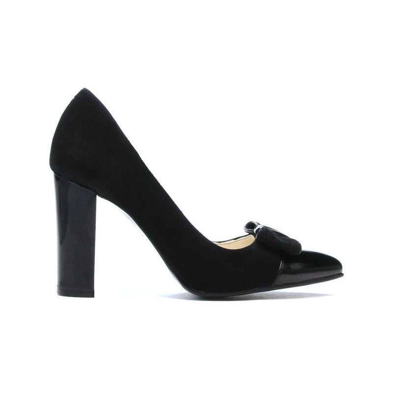 Elegante Damenschuhe 1262 schwarzes Antilopenleder kombiniert