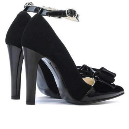Elegante Damenschuhe 1264 Schwarz Antilope + Schwarzer Lack