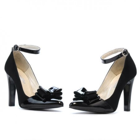 Elegante Damenschuhe 1264 Schwarz Antilope + Schwarzer Lack