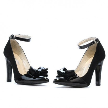 Elegante Damenschuhe 1264 Schwarz Antilope + Schwarzer Lack