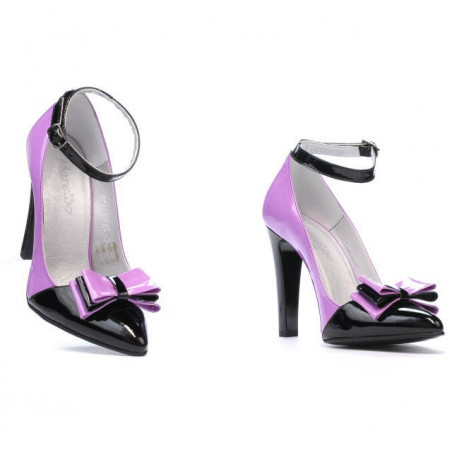 Elegante Damenschuhe 1264 Lack Lila+Schwarz