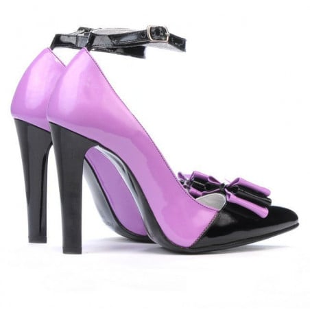 Elegante Damenschuhe 1264 Lack Lila+Schwarz