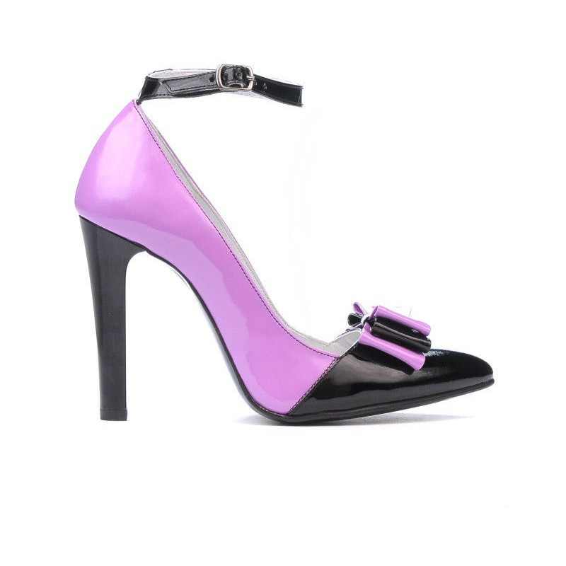 Elegante Damenschuhe 1264 Lack Lila+Schwarz