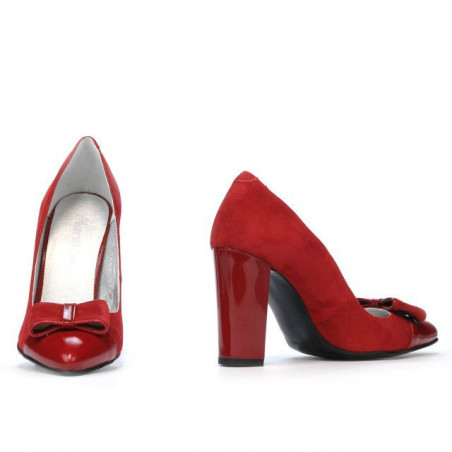 Elegante Damenschuhe 1262 Rot Antilopenkombination
