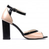 Damensandalen 1266 Lack Elfenbein+Schwarz