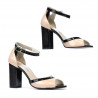 Damensandalen 1266 Lack Elfenbein+Schwarz