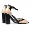 Damensandalen 1266 Lack Elfenbein+Schwarz