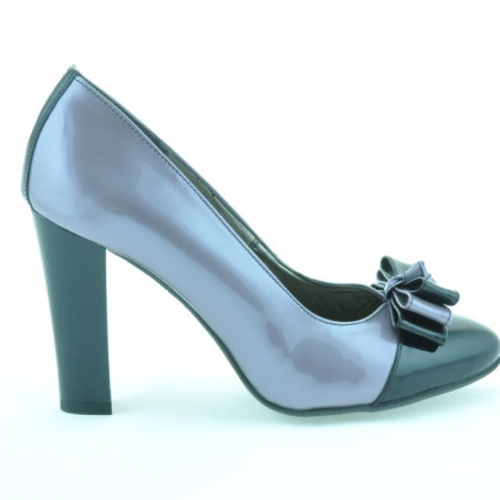 Elegante Damenschuhe 1226 hell-lila Lack + schwarz