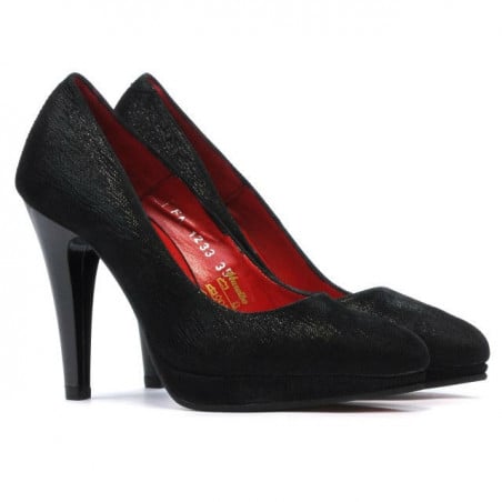 Elegante Damenschuhe 1233 schwarz satiniert
