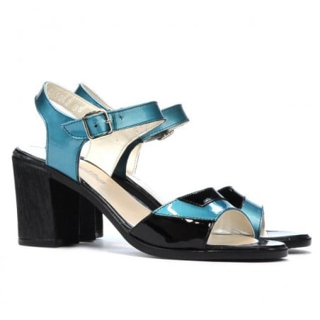 Damen Sandalen 5042 blau+schwarz