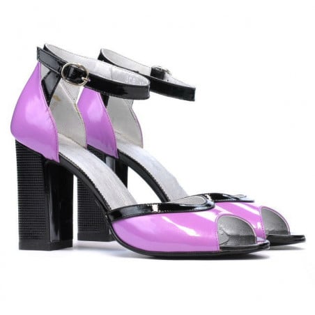 Damen Sandalen 1266 Lack Lila+Schwarz