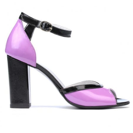 Damen Sandalen 1266 Lack Lila+Schwarz