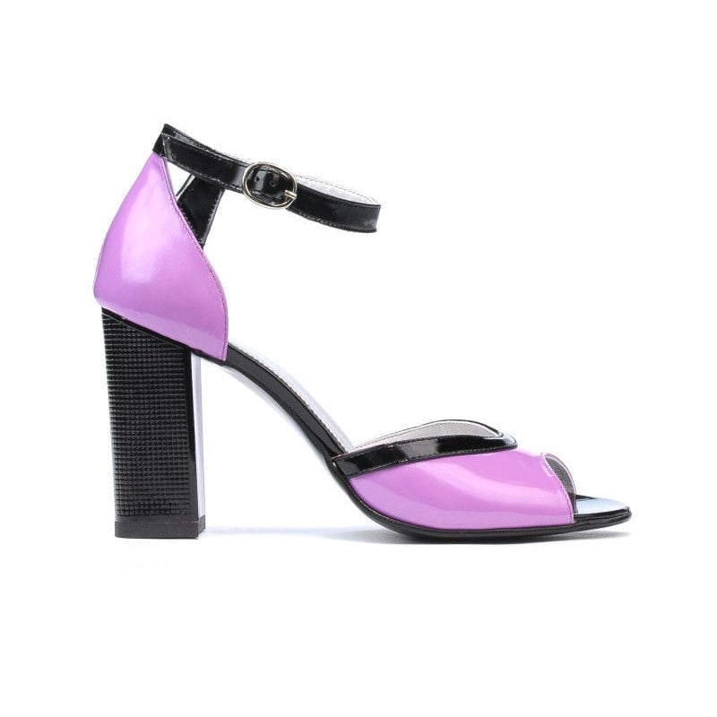 Damen Sandalen 1266 Lack Lila+Schwarz