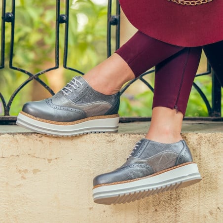 Damen-Casual-Schuhe 683-1 graues Perlmutt kombiniert