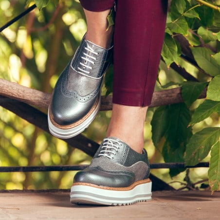 Damen-Casual-Schuhe 683-1 graues Perlmutt kombiniert