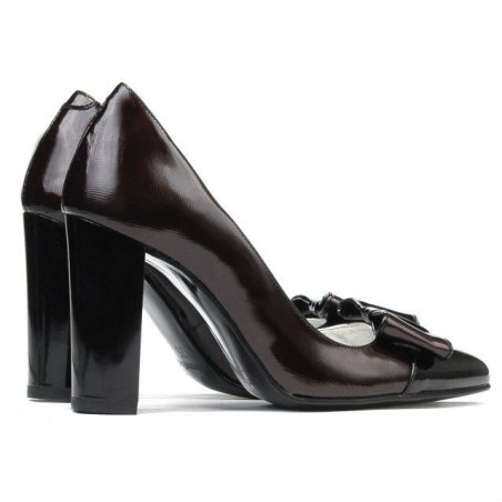 Elegante Damenschuhe 1262 bordeaux satiniert Leder+schwarzes Lackleder
