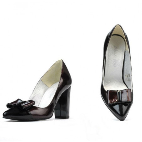 Elegante Damenschuhe 1262 bordeaux satiniert Leder+schwarzes Lackleder