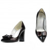 Elegante Damenschuhe 1262 bordeaux satiniert Leder+schwarzes Lackleder