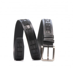 Herren Gürtel 18b schwarz+Kroko schwarz