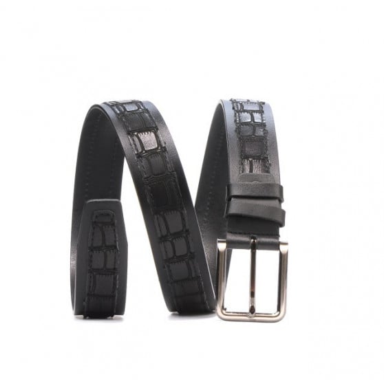 Herren Gürtel 18b schwarz+Kroko schwarz Herren Gürtel 18b schwarz+Kroko schwarz